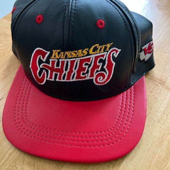 Vintage Kansas City Chiefs Leather Snapback Hat. Made in USA